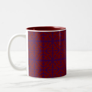 Taza Bicolor Diseño de pequeños patrones de color rojo y púrpur