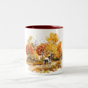 Taza Bicolor Diseño de perro de otoño acuático - Puntero alemán