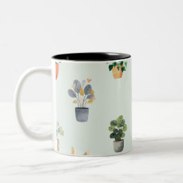 Taza Bicolor Diseño de planta interior botánico patrón de plant