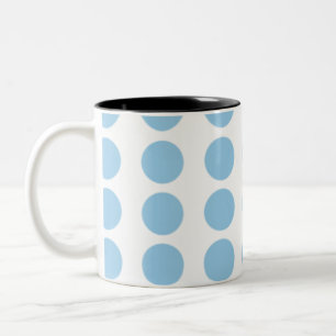 Taza Bicolor Diseño de puntos de polka azul