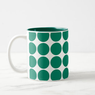 Taza Bicolor Diseño de puntos oscuros de color azul verde esmer