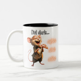Taza Bicolor Diseño de ratón de dieta de pizza divertida
