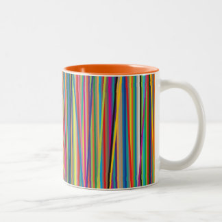 Taza Bicolor Diseño de rayas abstractas coloridas