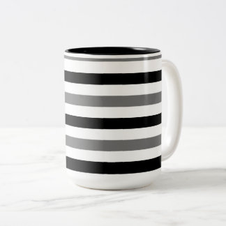 Taza Bicolor Diseño de rayas blancas y negras Ahs
