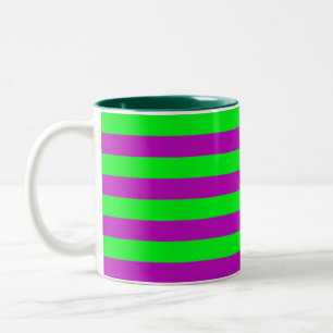 Taza Bicolor Diseño de rayas moradas y verdes