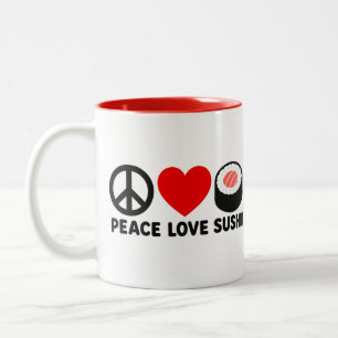 Taza Bicolor Diseño de regalo de comida japonesa adorable sushi