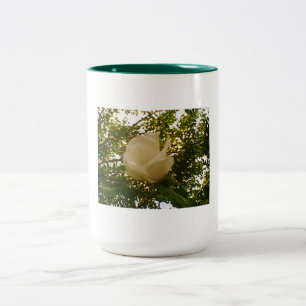 Taza Bicolor Diseño de rosa blanca