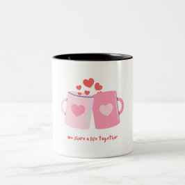 Taza Bicolor Diseño de San Valentín de Ilustracion rosa blanco