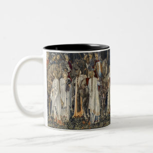 Taza Bicolor Diseño de tapiz de caballeros medievales de Willia