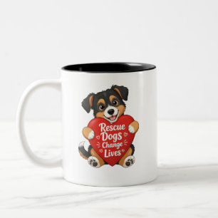 Taza Bicolor Diseño de tipografía corazón que dice Perros Hacen