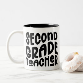 Taza Bicolor Diseño de tipografía negra para maestro de 2do gra