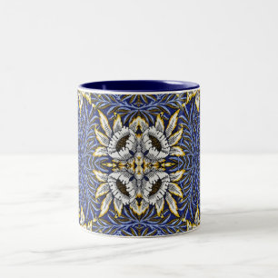 Taza Bicolor Diseño de Tulipán y Sauce Azul y Dorado de William