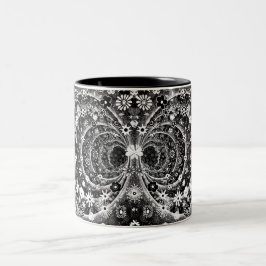 Taza Bicolor Diseño de túnel floral blanco y negro