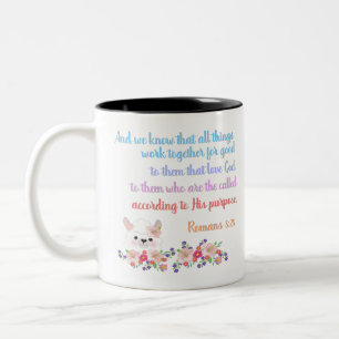 Taza Bicolor Diseño de versículo de la Biblia Romanos 8