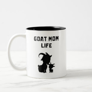 Taza Bicolor Diseño de vida de mamá cabra amante de animales de