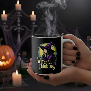 Taza Bicolor Diseño de Witchfull Thalloween Witch Thinking