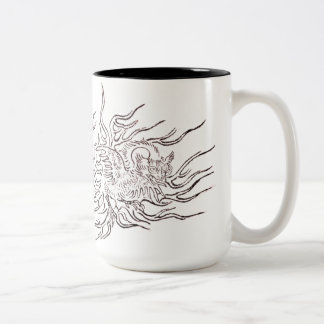Taza Bicolor Diseño de yokai japonés de ave errante