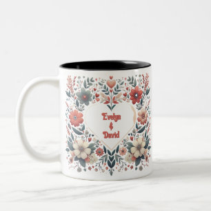 Taza Bicolor Diseño del corazón de Boho generado por IA persona