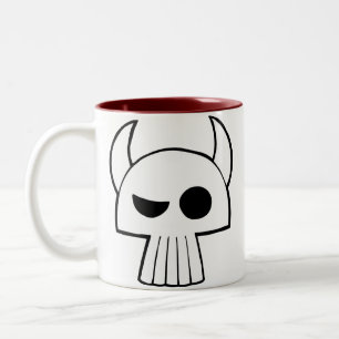 Taza Bicolor Diseño del cráneo del dibujo animado con los