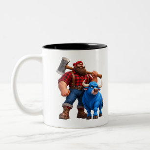 Taza Bicolor Diseño divertido de dibujos animados 3D de toro az
