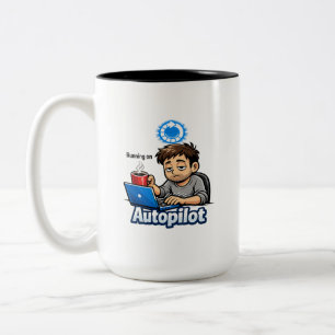 Taza Bicolor Diseño Divertido Funcionando en Piloto Automático