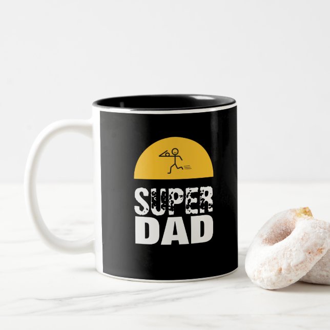 Taza Bicolor Diseño elegante "SUPER DAD" Deseos Personalizados (Con donut)