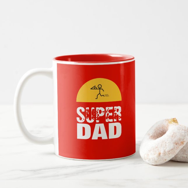 Taza Bicolor Diseño elegante "SUPER DAD" Deseos Personalizados (Con donut)