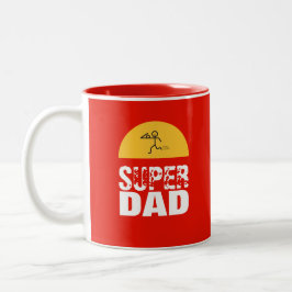 Taza Bicolor Diseño elegante "SUPER DAD" Deseos Personalizados