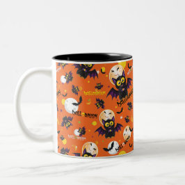 Taza Bicolor Diseño espeluznante de murciélago colmillo de vamp