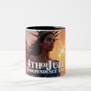Taza Bicolor Diseño espléndido del 4 de julio - Fuegos artifici
