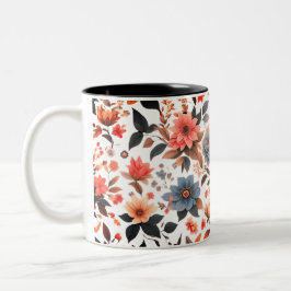 Taza Bicolor Diseño floral botánico