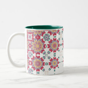 Taza Bicolor Diseño floral de color rosa, blanco y púrpura