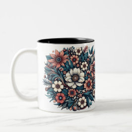 Taza Bicolor Diseño floral espléndido
