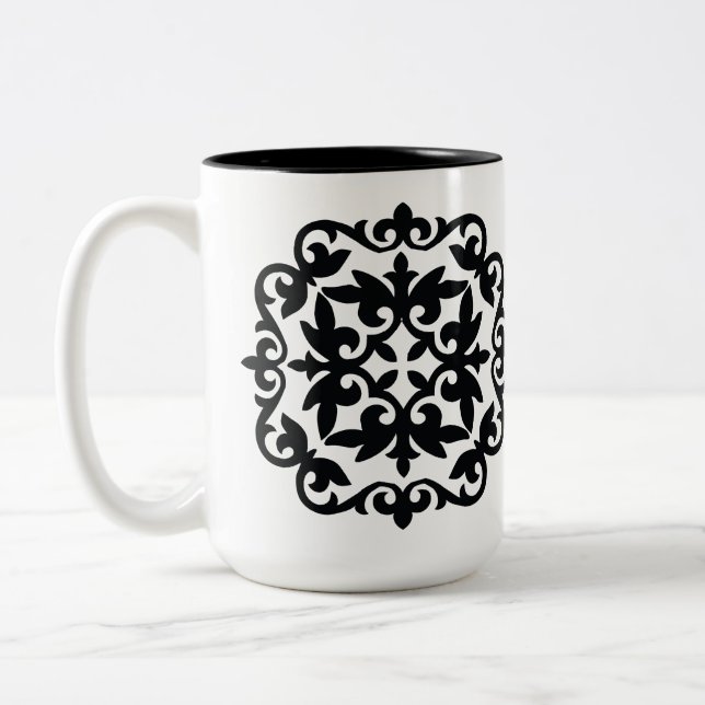 Taza Bicolor Diseño floral ornamental (Izquierda)