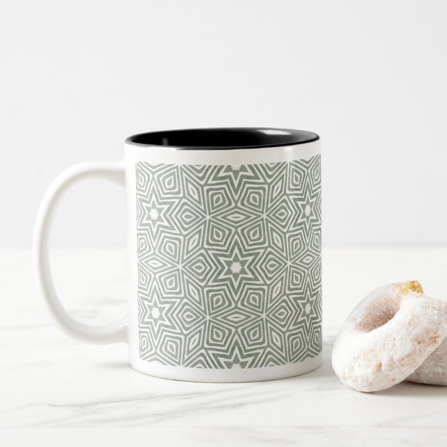 Taza Bicolor diseño geométrico moderno (Con donut)