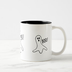 Taza Bicolor diseño gráfico de boo de halloween con gritos de f