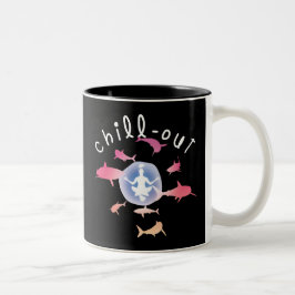 Taza Bicolor Diseño gráfico de Yoga Shark Chill-out