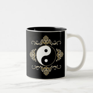 Taza Bicolor Diseño hermoso de Yin Yang en negro y oro