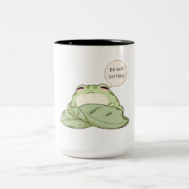 Taza Bicolor Diseño Kawaii de Rana 'No Molestar' Dormida