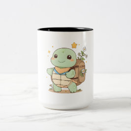 Taza Bicolor Diseño Kawaii de Tortuga Viajera de Aventuras Lind