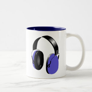 TAZA BICOLOR DISEÑO MODERNO DE AZUL DE MÚSICA URBANA