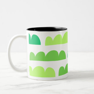 Taza Bicolor Diseño moderno de nubes verdes