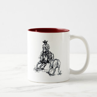 Taza Bicolor Diseño occidental del bosquejo del caballo del