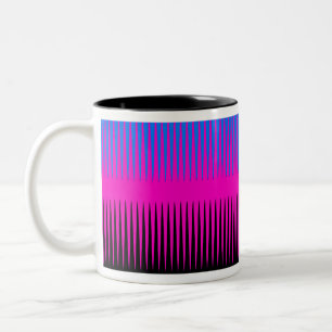 Taza Bicolor Diseño ondulado rosa azul y negro