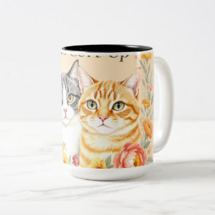 Taza Bicolor Diseño para amantes de gatos atigrados grises y na