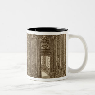 Taza Bicolor Diseño para una alcoba con una cama del estado,