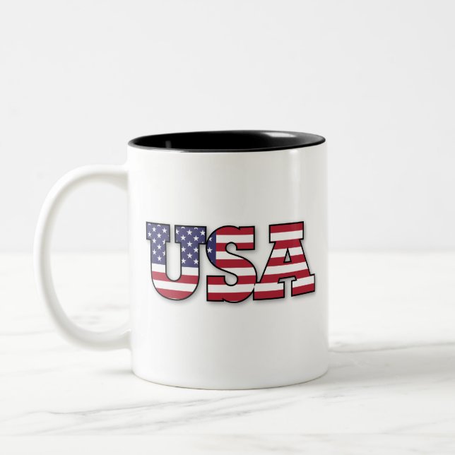 Taza Bicolor Diseño patriótico de bandera estadounidense (Izquierda)