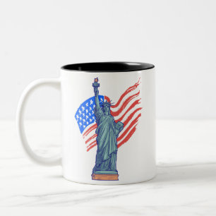 Taza Bicolor Diseño Patriótico Vintage del 4 de Julio