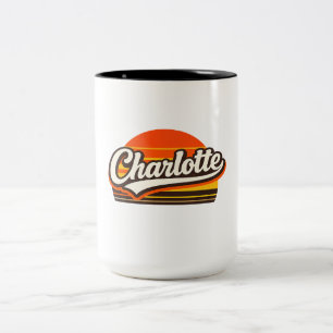 Taza Bicolor Diseño personalizado de nombre Charlotte atardecer