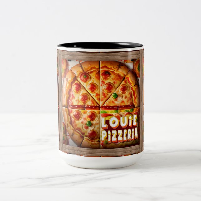 Taza Bicolor Diseño Pizza Pizzeria (Centro)